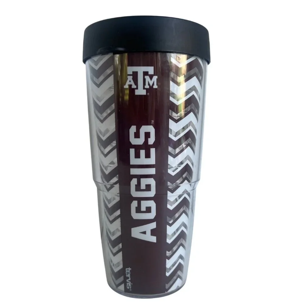 Texas A&M Aggies Chevron Tervis‎ Tumbler 24 Oz With Black Lid Insulated BPA-Free